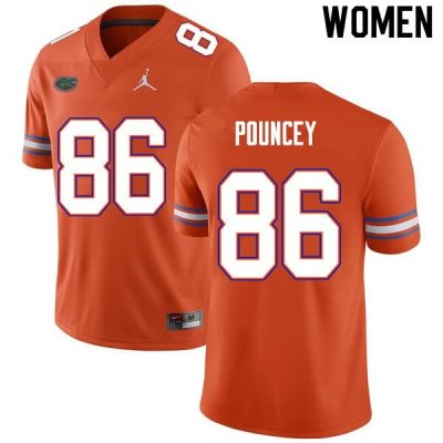 Women's Florida Gators #86 Jordan Pouncey NCAA Nike Orange Authentic Stitched College Football Jersey ICO7562SX